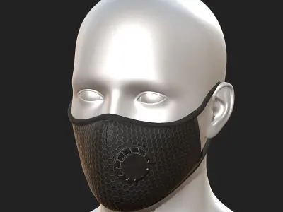 Gas mask protection futuristic fabric  Low-poly 3D model