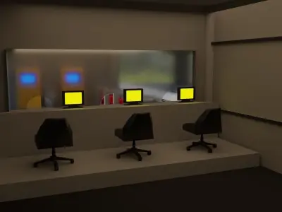 Low Poly Train Station with Train 3D model