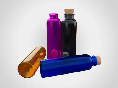 Water Bottle With Cork Low-poly 3D model