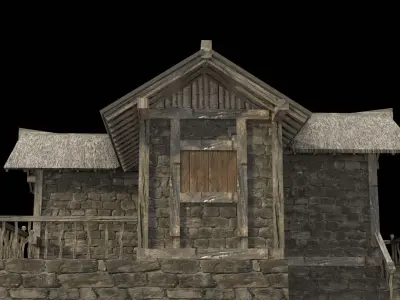 village house low poly medieval house Low-poly 3D model purchase