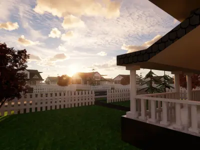 3D Neighborhood Model 2 residential area with houses and trees 3D model