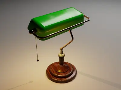 Vintage Banker Lamp Low-poly 3D model