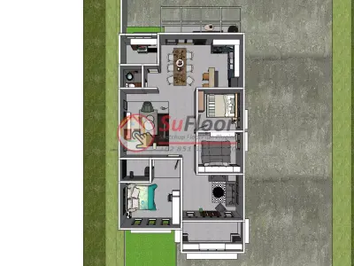House 8x14m code 525 - Sketchup 3D model 3D model 3D model
