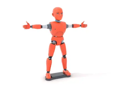 Orange Robot Mannequin model pack Low-poly 3D model