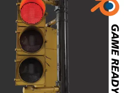 PBR Traffic Light Low-poly 3D model