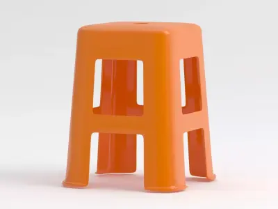 Orange Hard Plastic Stool 3D model
