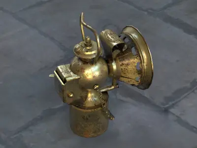 Vintage Carbide Lamp 3D Model with PBR Maps Low-poly 3D model