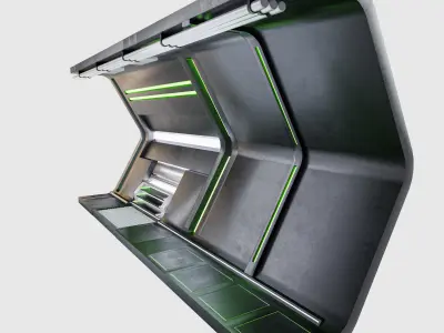 Sci Fi Corridor Hexagon Low-poly 3D model