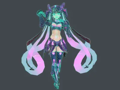 low-poly mech girl  Se-2Re Low-poly 3D model