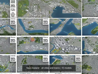 New Zealand - all cities and towns 3D Model Pack