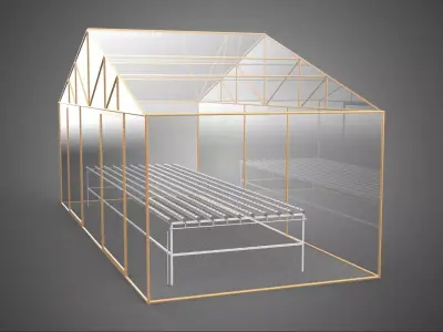 TRANSPARENT GREENHOUSE GARDEN NFT GROWING TABLE HYDROPONIC PLANT 3D model