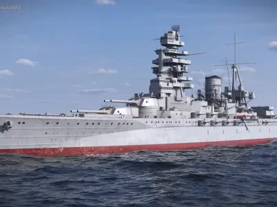 IJN Nagato Battleship with Triple Gun Turrets and Superstructure Grey 