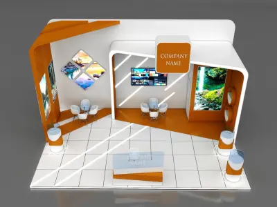 Booth Exhibition Stand Stall 9x6m Height 500 cm 3 Side Open 3D model