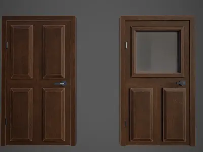 Simple Doors and Windows Low-poly 3D model