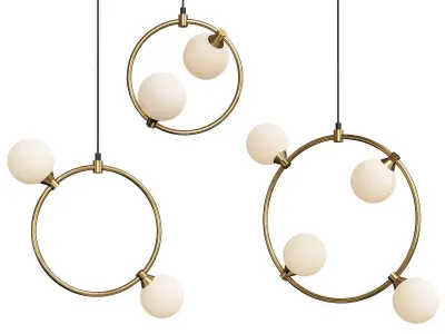 EXIST three brass pendant lights Low-poly 3D model