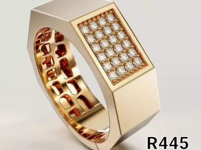 Monolith Grid Gold Ring 3D print model