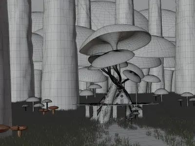 Stylized Mushroom House 3D model