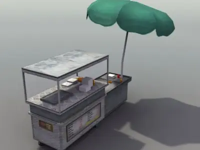 Street Hotdog Stand Low-poly 3D model