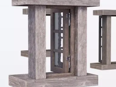 Central european Rustic Windows Low-poly 3D model