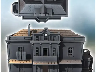 Baroque hotel with balustrades Hartenstein Bavaria Germany - Wor 3D print model