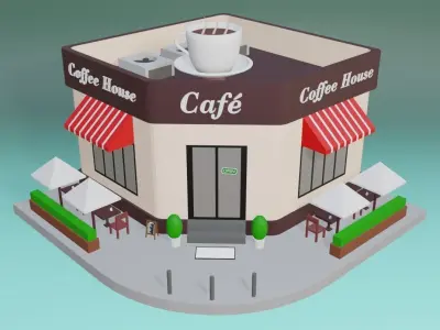 Coffee Shop Low-poly 3D model