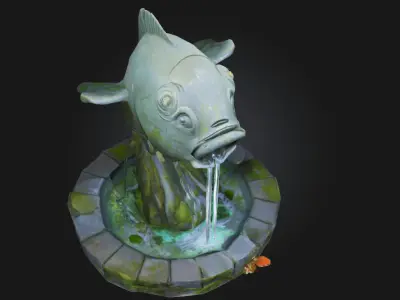 Fish Fountain  Serene Elegance of Aquatic Artistry 3D model