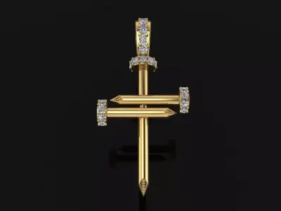 Nail Cross DiamondPendant Mid Size 3D print model