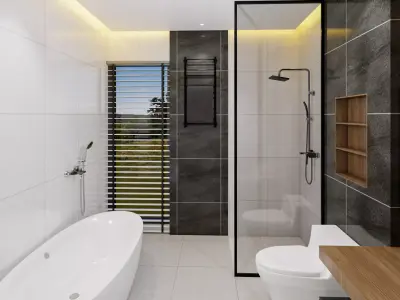 Modern Minimalist Bathroom Interior Scene Low-poly 3D model