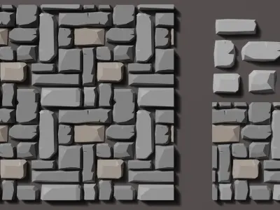 Stylised low poly Paved cobble stone Free low-poly 3D model