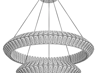 KAISER chandelier with two rings of glass and gold Low-poly 3D model