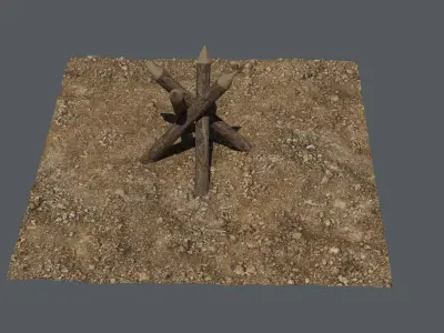 Medieval Wooden Barricades Wall Low-poly 3D model