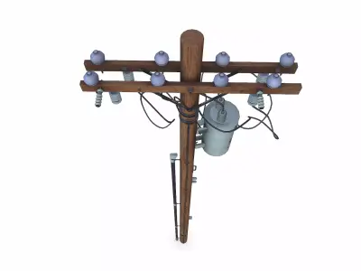 Countryside Electric Pole Low-poly PBR Low-poly 3D model