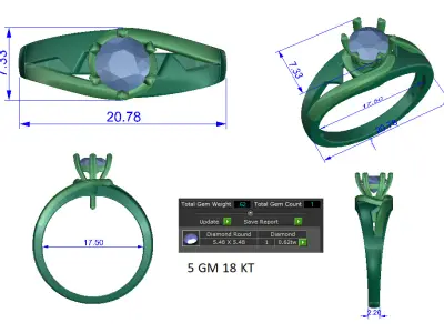 Women Ring  Render 3dm STL OBJ FBX Details 3D print model 350