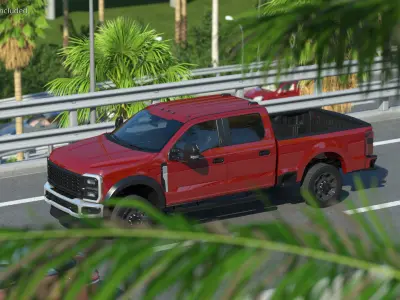 Red Heavy Duty Pickup Truck 3D model