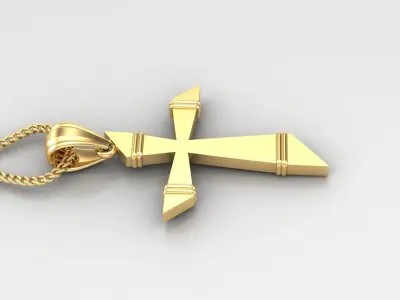 Light Gold 18K Cross Pendant 2CP075 3D print model