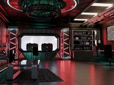 High-End Cyberpunk Apartment Scene v14 - Hackers Lair 3D model