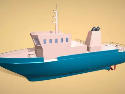 Low Poly Marine Supply Vessel Ship Model 3 Low-poly 3D model