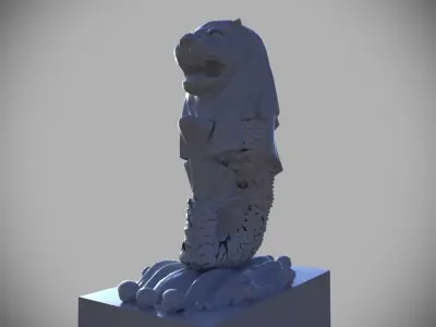 Merlion lion statue Low-poly 3D model