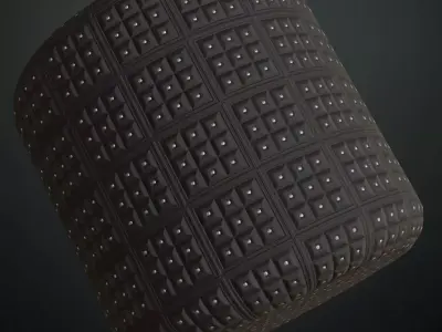 Dark Padded Leather Silver Studs PBR Seamless Texture