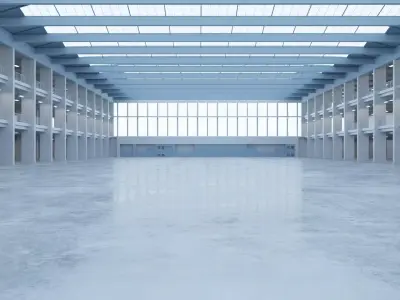 Industrial Hall Interior 1 Low-poly 3D model