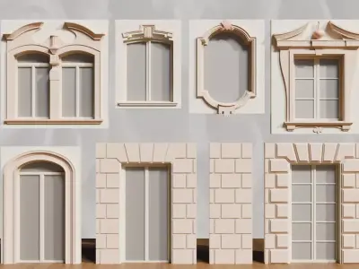 110 Classical European Architectural Assets pack Blender 3dsmax Low-poly 3D model