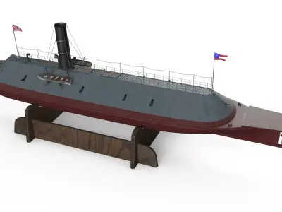  Confederate Navy Ship CSS Virginia on Stand 