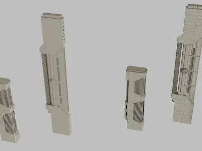 Futuristic Sci-Fi Buildings Pack 3D model