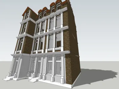 House-2 building with windows and balconies 3D model