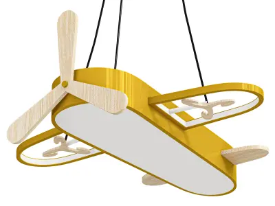 Childrens Plane Shaped Hanging Lamp Acrylic Bedroom 3D model