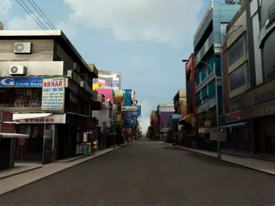 market bazaar street road 3d model 3D model