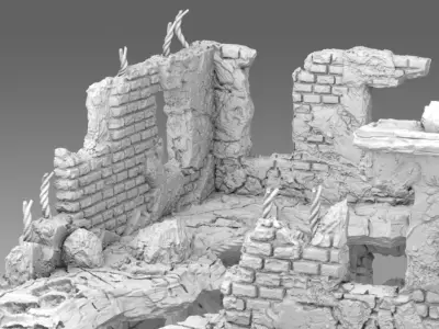 Ruins of a destroyed building 3D print model