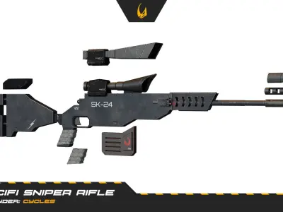 SciFi Futuristic Sniper Rifle -Scifi Weapons 001 Low-poly 3D model