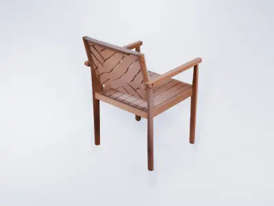 Low Poly Wooden Garden Chair - Outdoor Visualization Prop 3D model