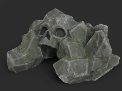 Rock Skull 1005 - Grey Jagged Stone Low-poly 3D model
